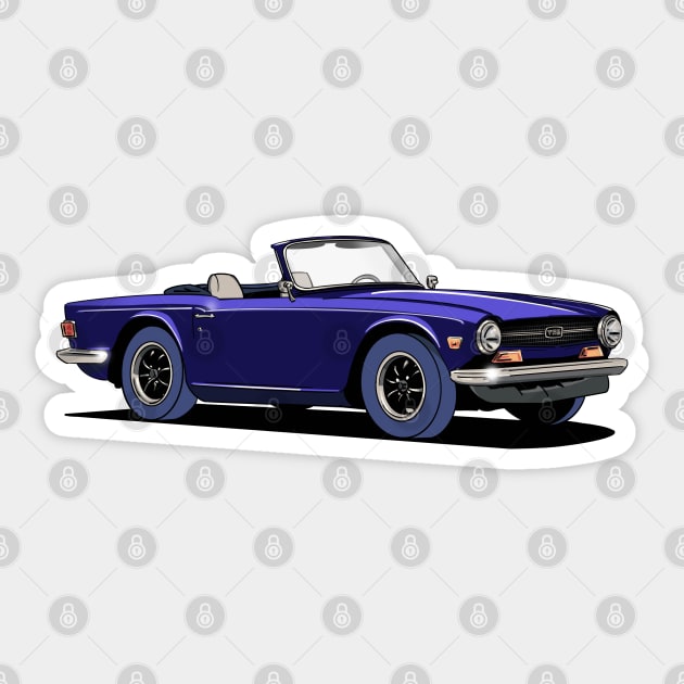 Triumph TR6 Car in blue Sticker by Webazoot